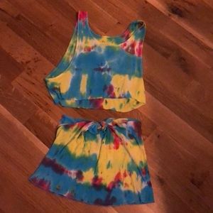 This is a tie-dye shirt with matching skirt.